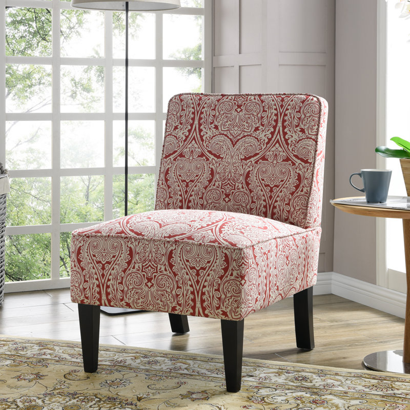 Marotta Upholstered Slipper Chair, Paisley Ruby