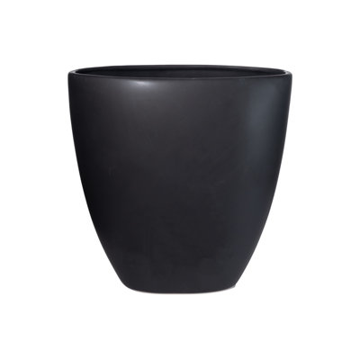 Pot ovale en céramique fini noir mat