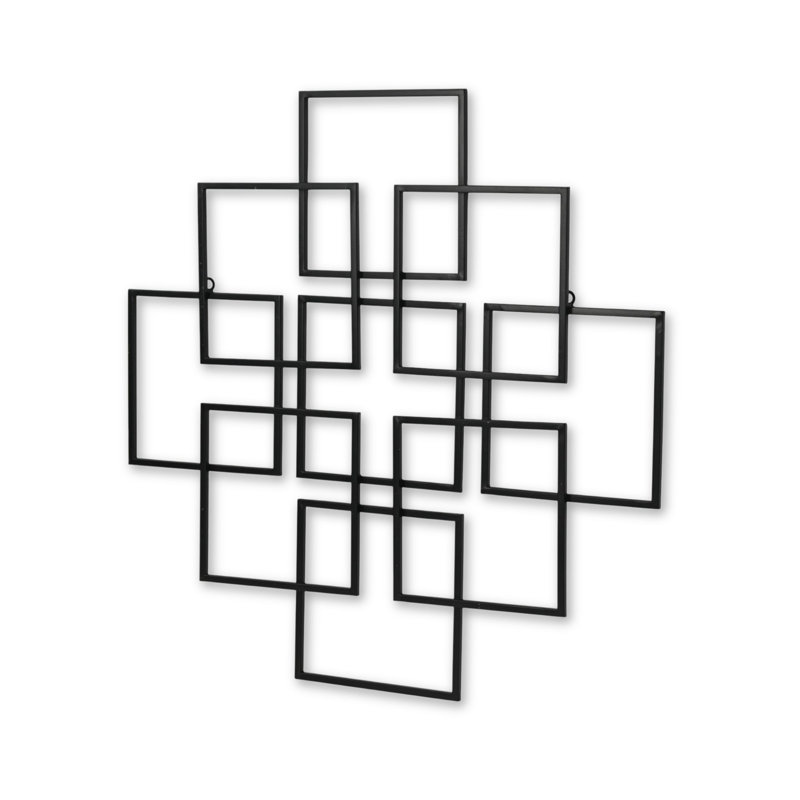 Richese Black Repeating Square Metal Wall Decor, 24'' H x 24'' W x 0.5'' D, Black