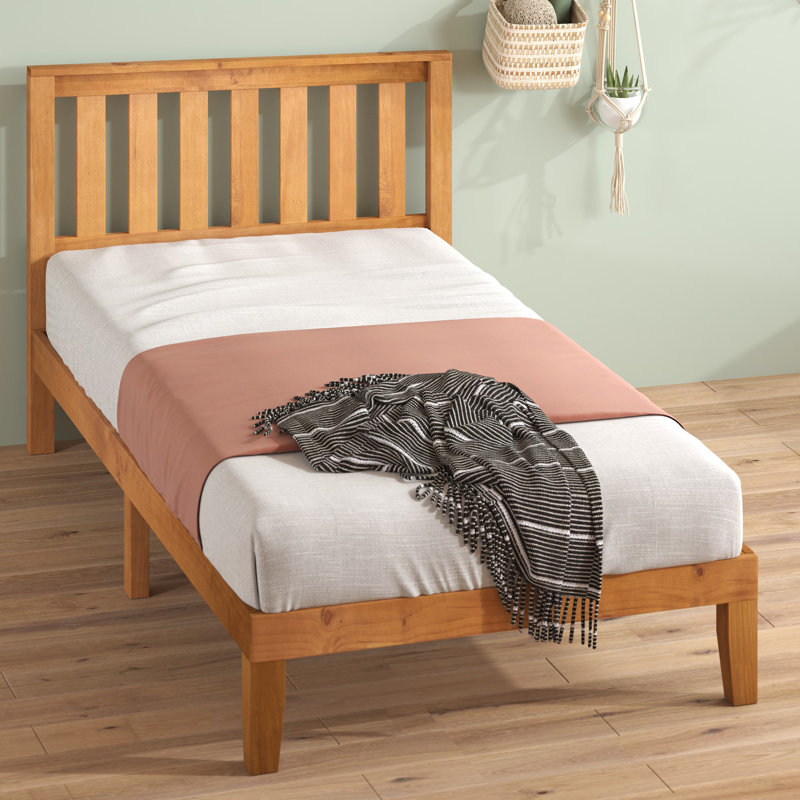Sawiris Solid Wood Low Profile Platform Bed, Twin, Rustic Pine
