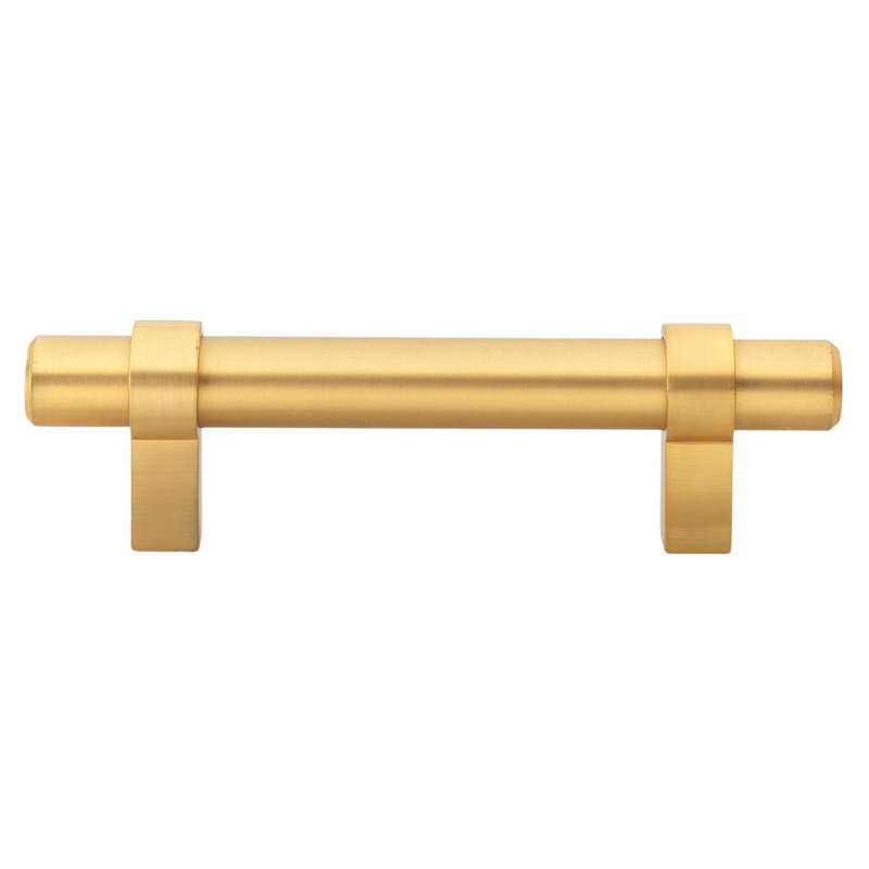 Poignée barre solide, Or satiné, 3.75"