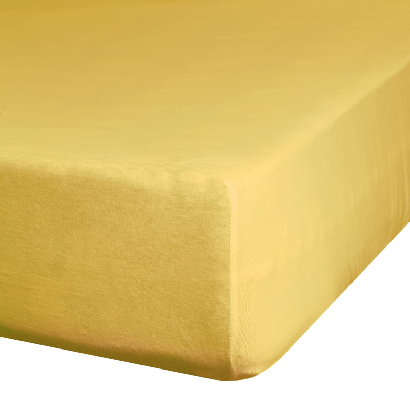 100% Cotton Jersey Fitted Sheet, 120 x 200 cm, Mustard