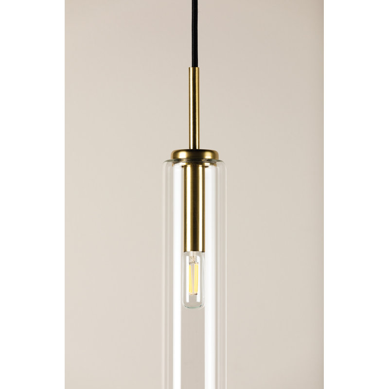 Luminaire suspendu 1 lumière Nyah, Laiton vieilli, H 32,25 po x l 3 po x P 3 po