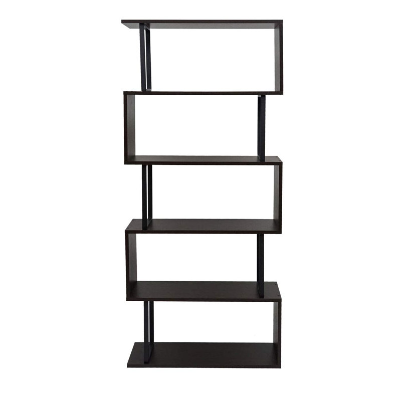 Groover 183cm H x 80cm W Iron Geometric Bookcase, Wild oak
