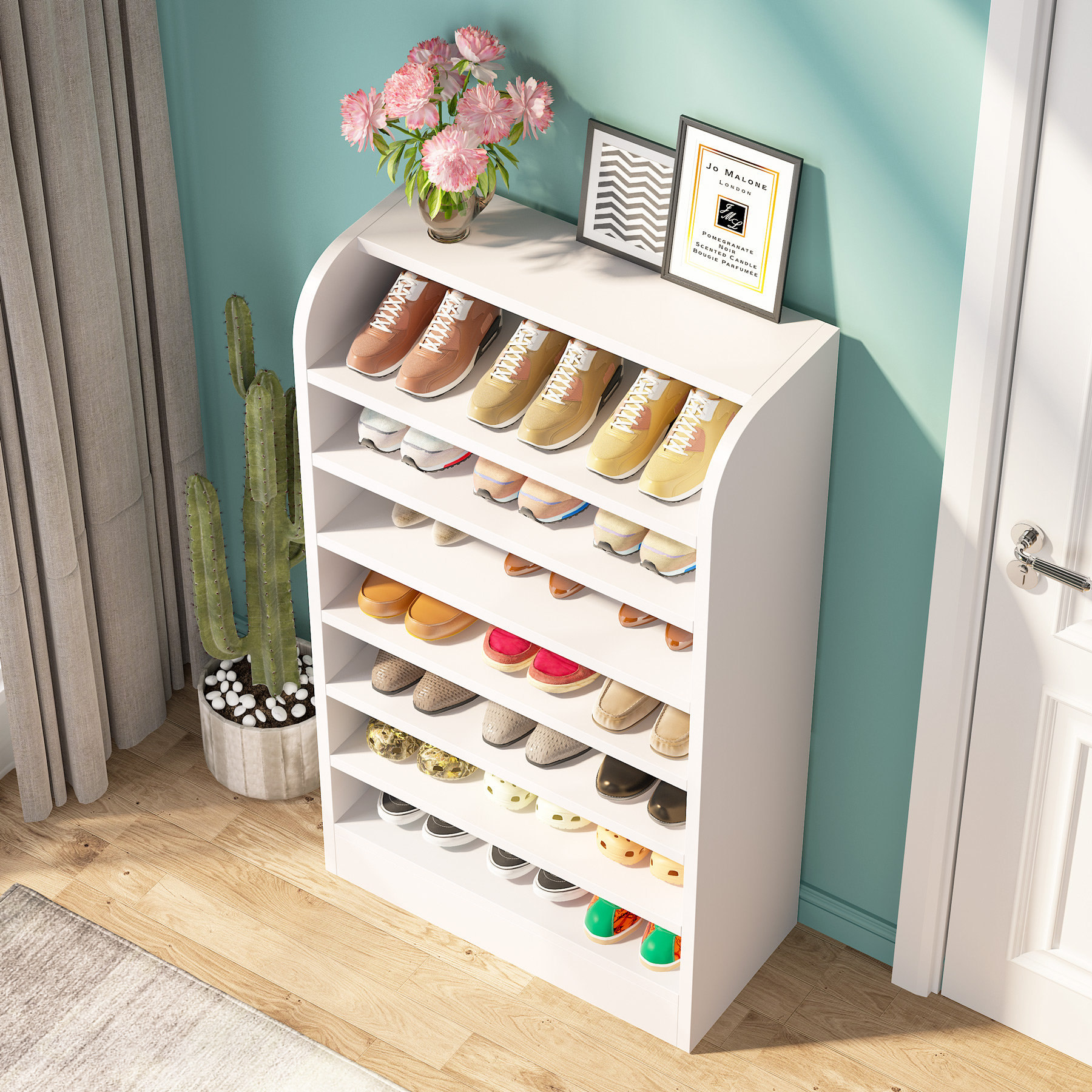 ClosetMaid 58-in H 6 Tier 18 Pair White Metal Shoe Rack in the Shoe Storage  department at