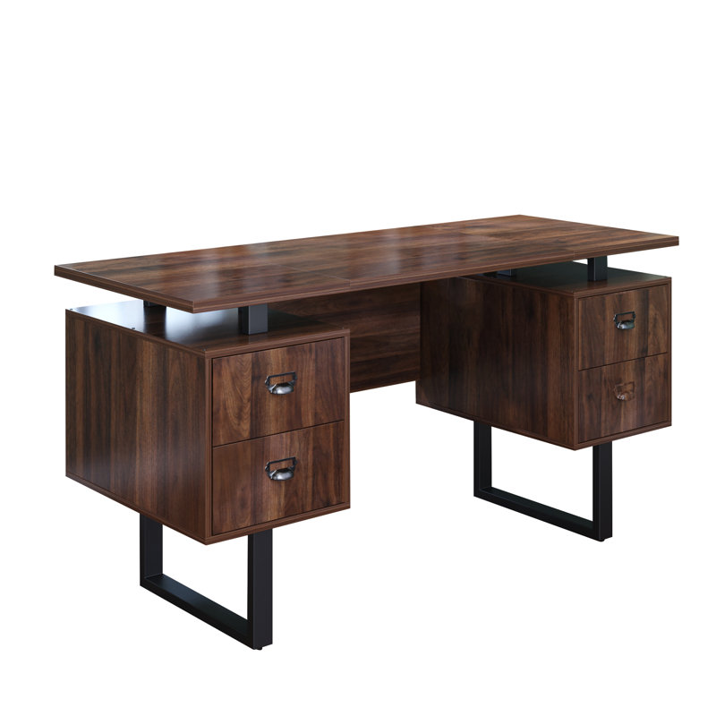 Nila Metal Base Computer Desk, Walnut