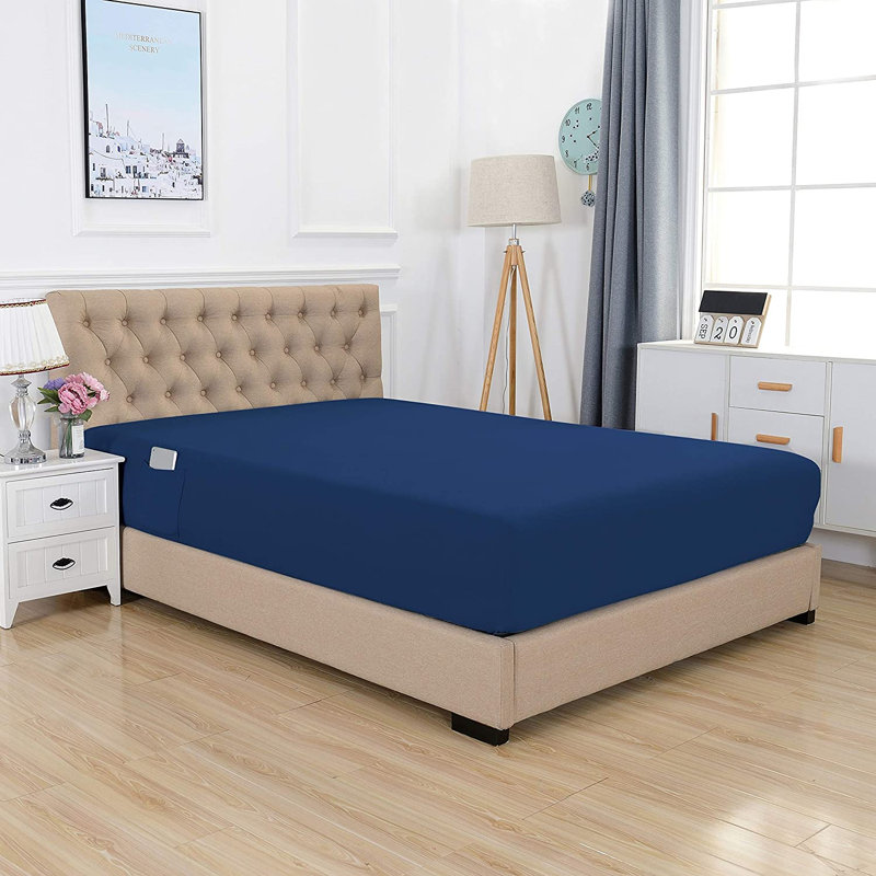 Microfiber Fitted Sheet, California king, Navy Blue