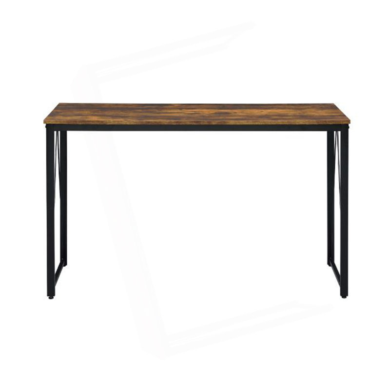 Bureau d'écriture rectangulaire avec base en métal, H 28 po x l 47 po x P 19 po, Chêne antique