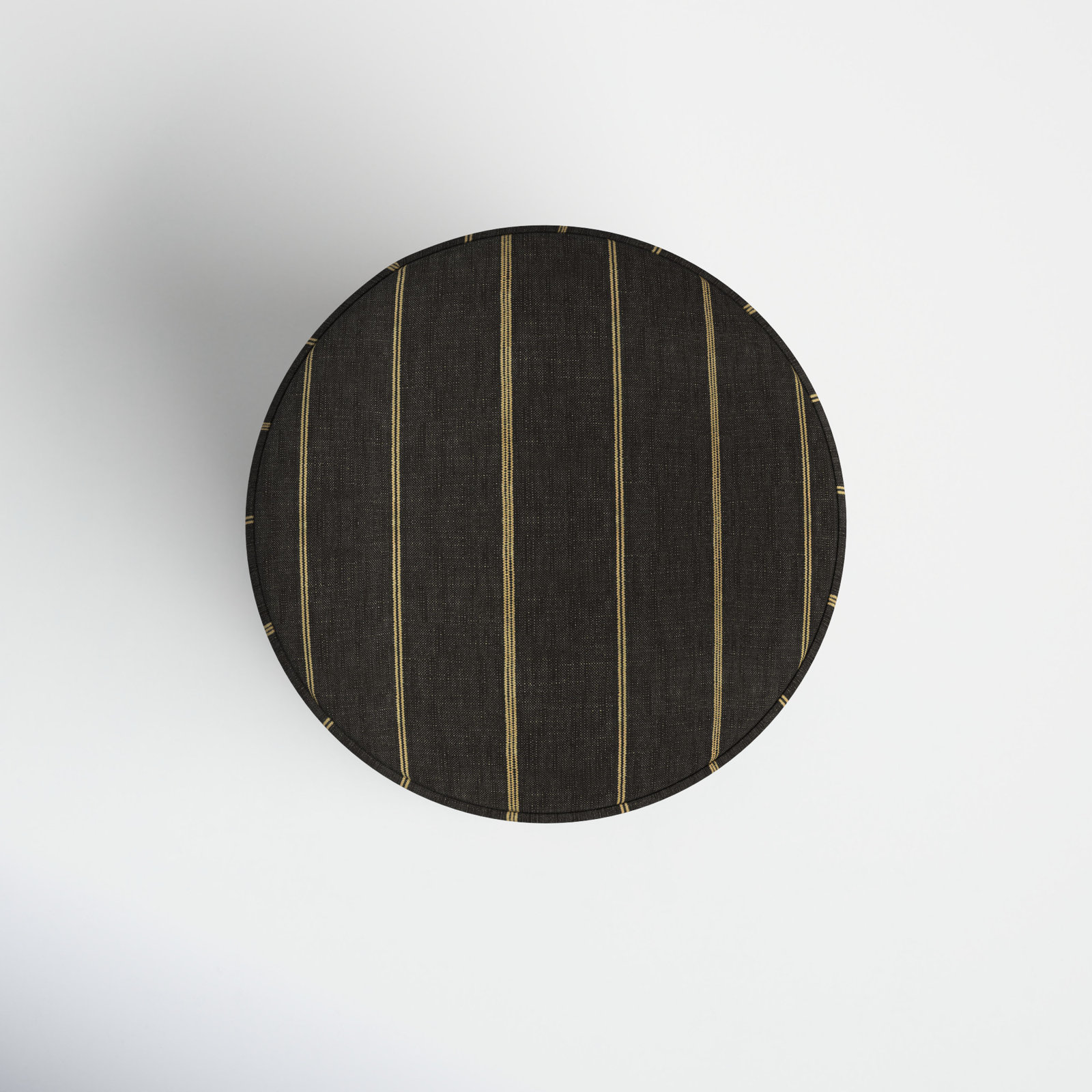 Epaulette Upholstered Ottoman, Fritz Peppercorn Stripe