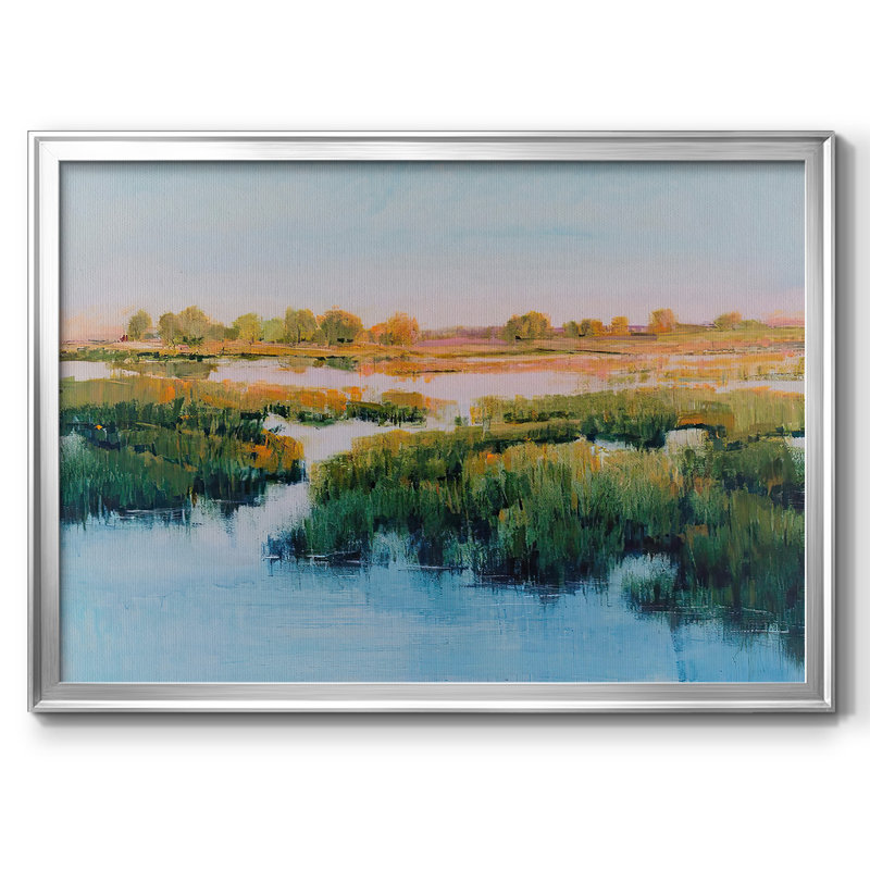 Marshland View II, reproduction d'art sur toile, Argent, H 26 po x l 38 po x P 1,5 po