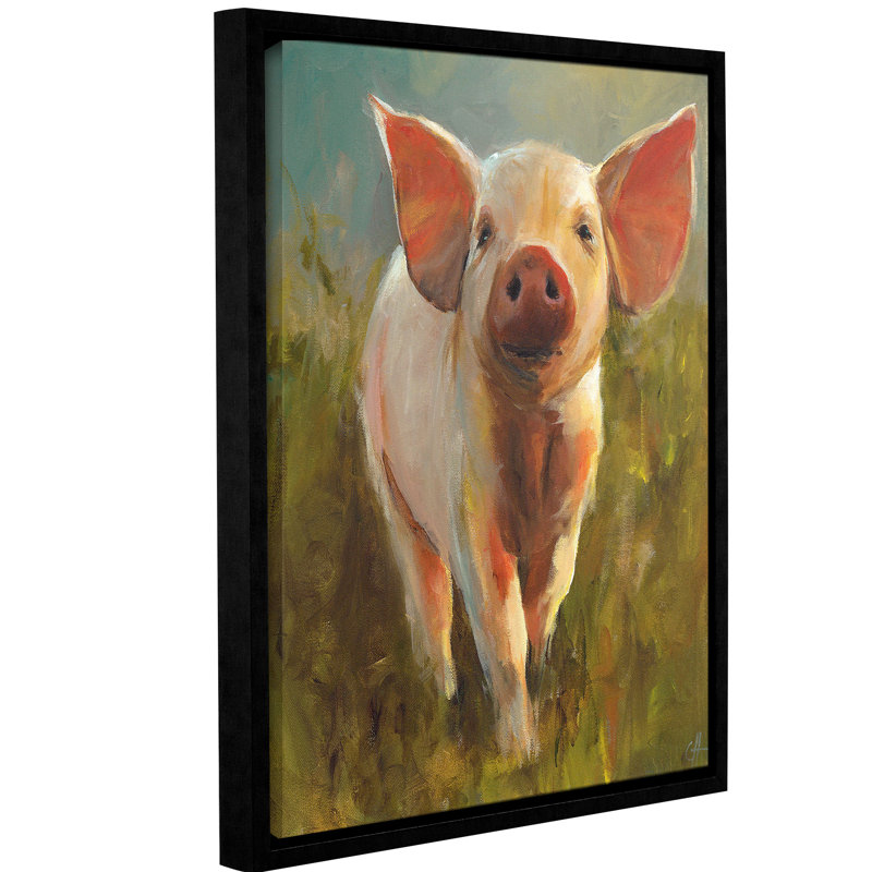 "Morning Pig" par Cari J. Humphry, reproduction sur toile, H 24 po x l 18 po x P 2 po, Cadre flottant noir
