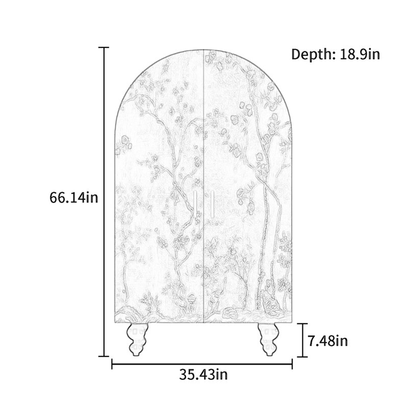 Armoire arquée avec tringle à vêtements et tablettes, Ivoire blanc