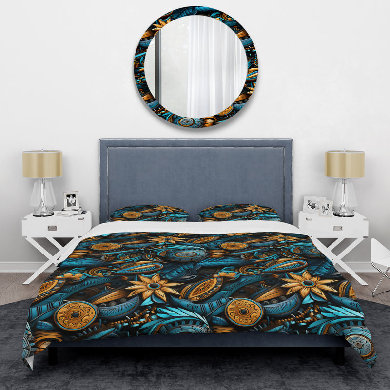 Ensemble de housse de couette Tribal Motifs Eclectic Melody II, Housse de couette simple + 1 taie décorative stan