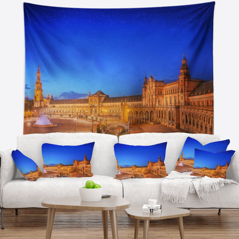 Tapisserie coucher de soleil sur la place de l'Espagne au coucher du soleil, H 32 po x l 39 po