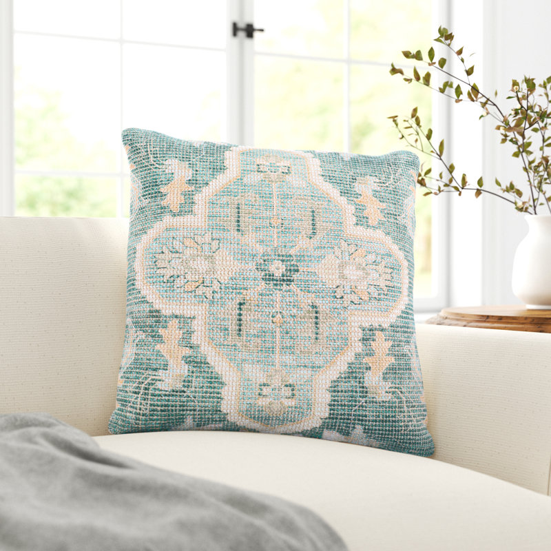Alain Embroidered Cotton Blend Throw Pillow, 18"H x 18"W, Pillow Cover Only - No Insert
