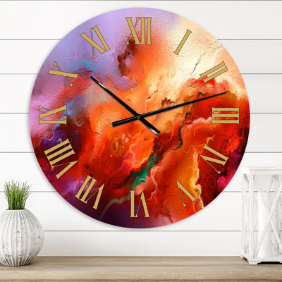 Nuage de rouge mauve et rouge - horloge murale moderne
