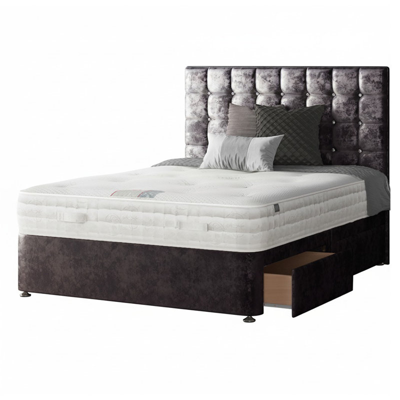 Galarza Upholstered Divan Bed, Small Double (4'), Amethyst, 4 Drawers