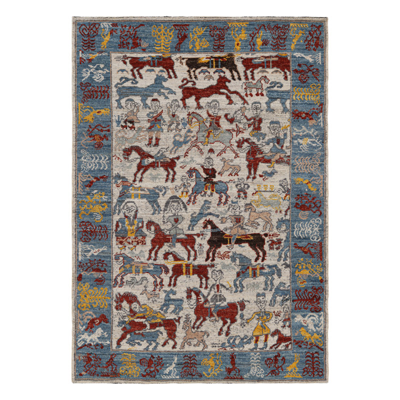 Rug & Kilim’S Modern Burano Rug With Colorful Horse And Rider Pictorials