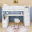 Lit mezzanine double avec tiroirs, tablettes et bureau-1402373774