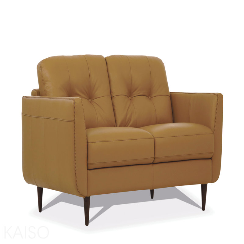Causeuse en cuir camel (assemblée)