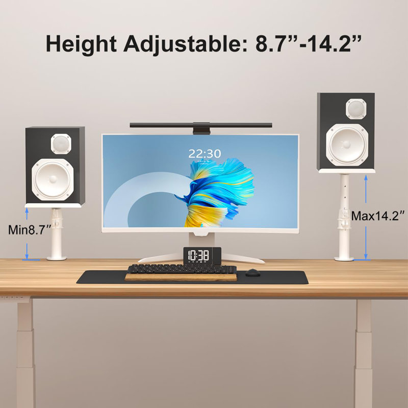 Clamp-On Speaker Stand Desk Mount Set, White