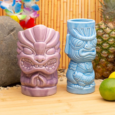 Pack of 2 Tiki Mugs - Blue