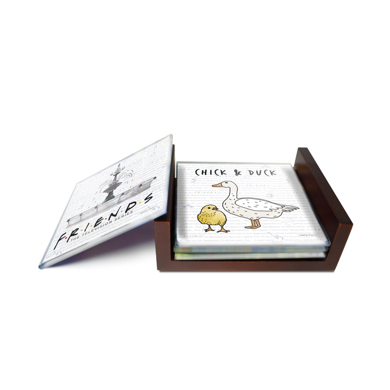 (Symboles) Ensemble de sous-verres en verre Starfire, Amis / Citations