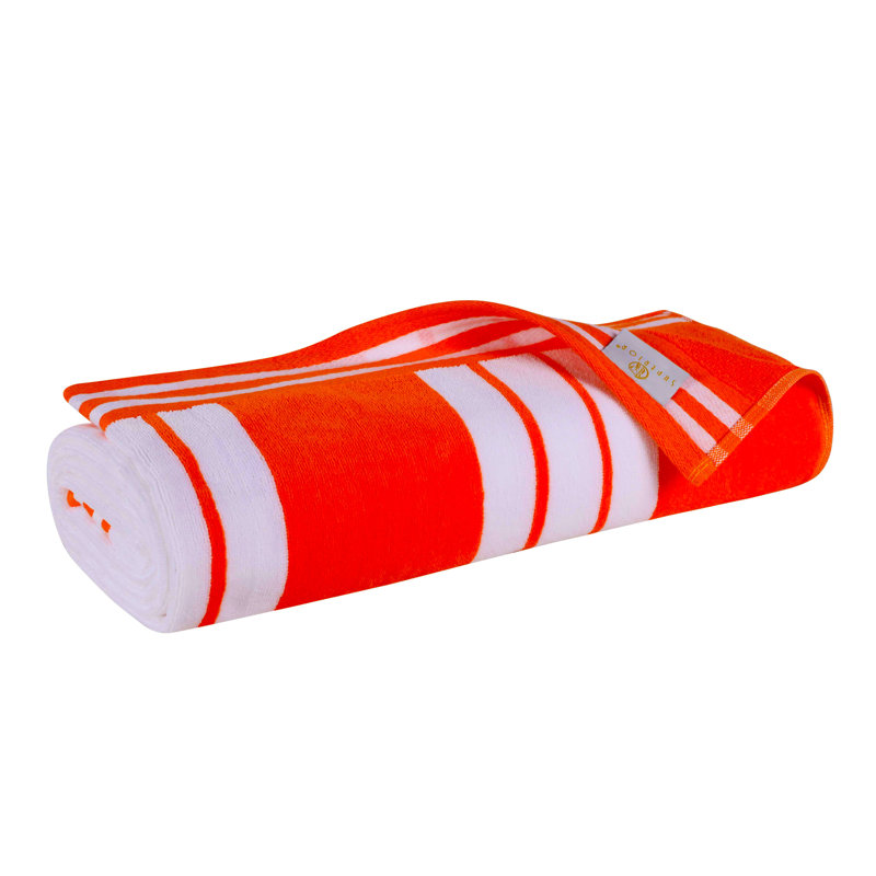 Chira Oversized Stripe Cabana 100% Cotton Beach Towel, Coral, Beach Towel - 1 Pack
