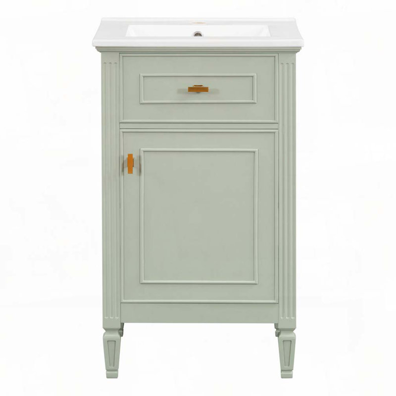 Meuble-lavabo de 20 po avec lavabo en céramique, Vert