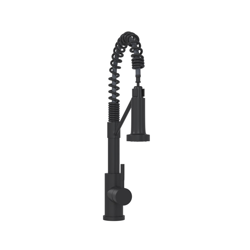 Robinet de cuisine Bothwa Home certifié CUPC, 19 pouces, à poignée unique, noir mat, Noir mat