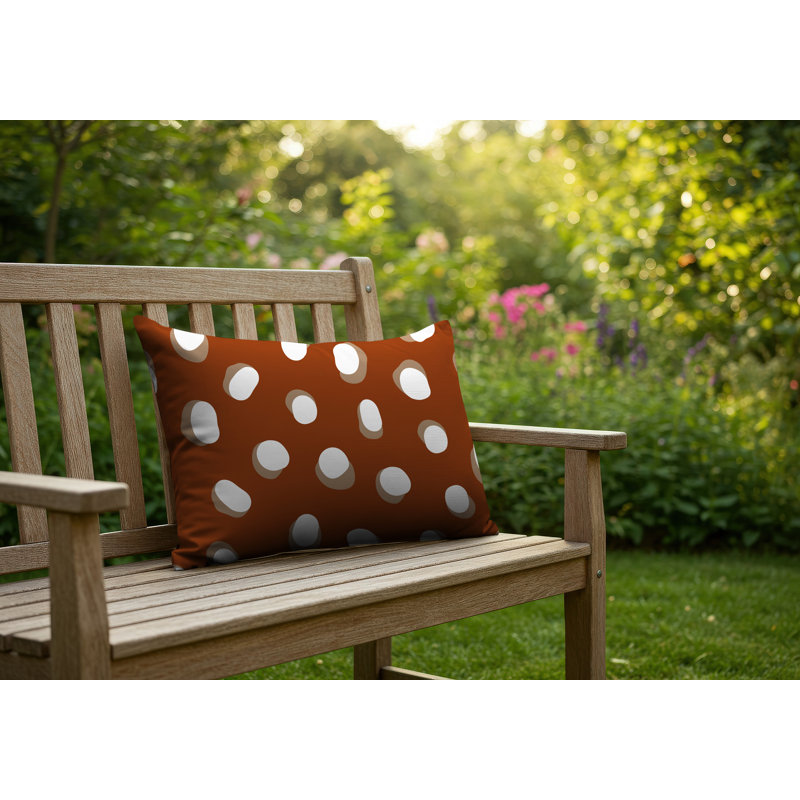 Oreiller réversible intérieur / extérieur Jayi Spots, 25 x 18, Orange brûlé