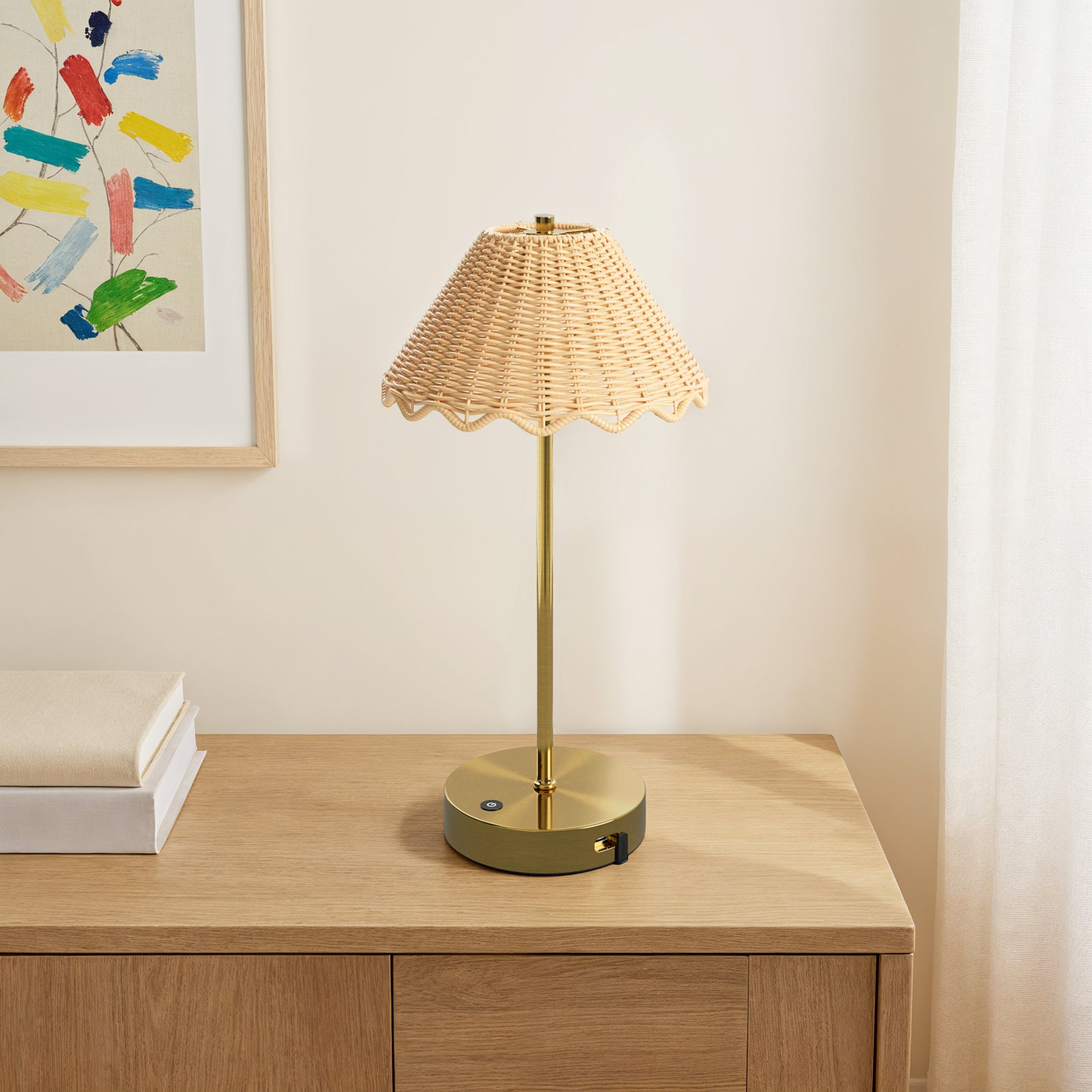 Stevie LED Cordless Table Lamp, Antique Brass