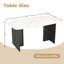 Table de salle à manger rectangulaire en verre trempé de style moderne pour 6 personnes, avec un motif en marbre avec des pieds en métal évidé noirs, une table de salle à manger idéale pour les salons et les bureaux à domicile.-32322017-32322019
