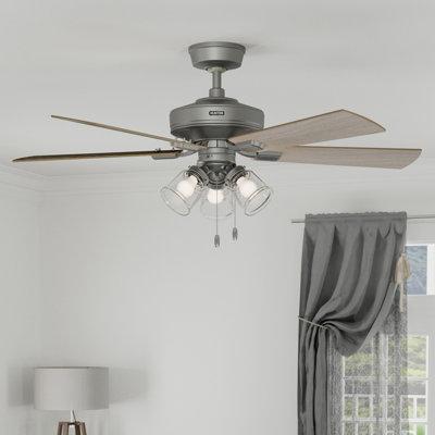 52" Crestfield 5 - Blade Standard Ceiling Fan With LED Light Kit And Pull Chain