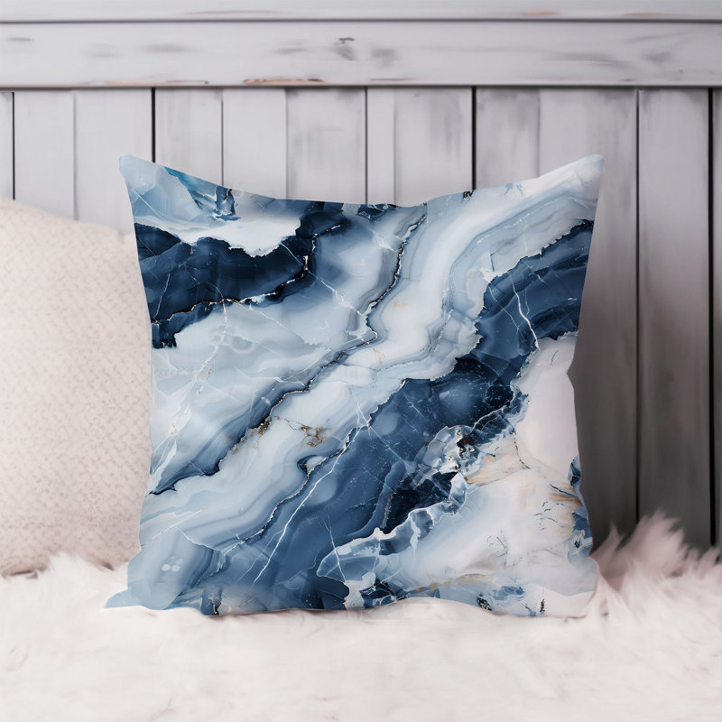 Abstract Blue Marble Geode Crystal VII Modern, 16"H x 16"W