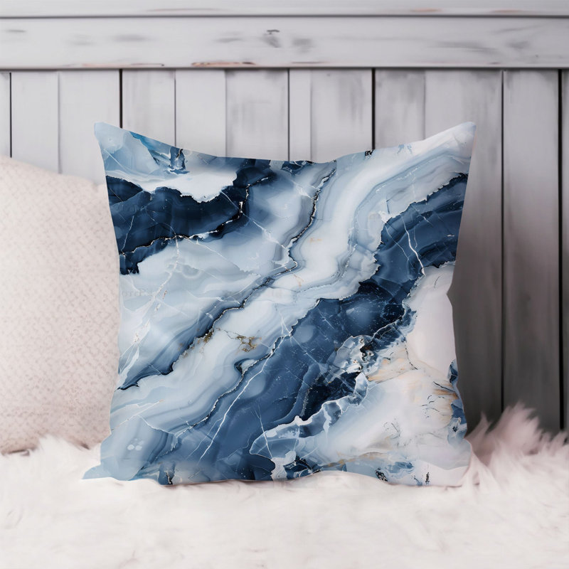 Abstract Blue Marble Geode Crystal VII Modern, 18"H x 18"W