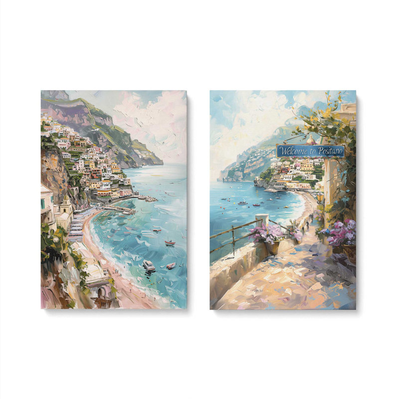 Ensemble 2 pièces Coastal Charm Paradise sur toile par Azure Artisanal Studio, Toile tendue, H 48 po x l 64 po x P 1,25 po