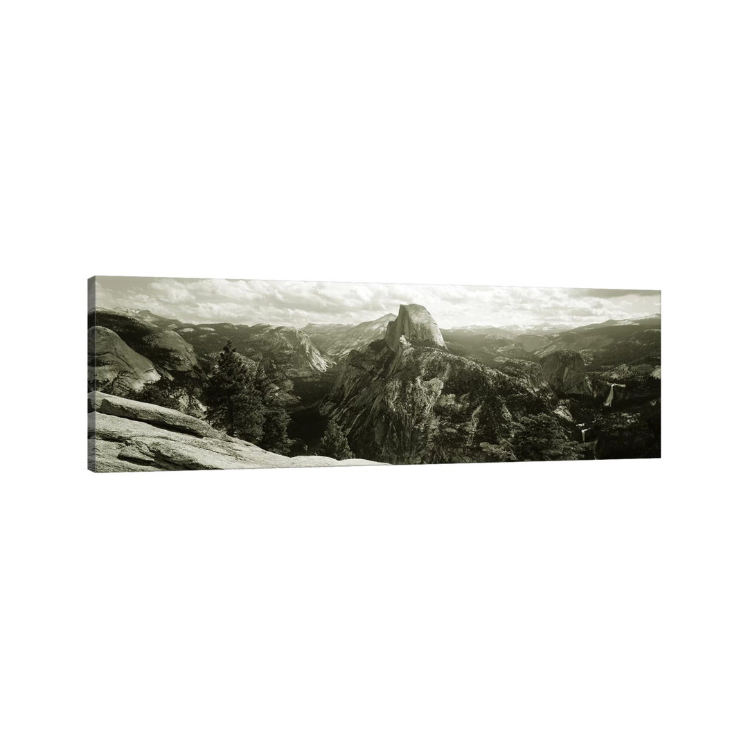 Half Dome in B&W, Yosemite National Park, California, USA - Wrapped Canvas Panoramic Photograph