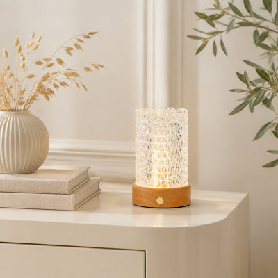 Lampe de table rechargeable à intensité variable avec cristal naturel taillé en diamant pour bureau (lot de 2)