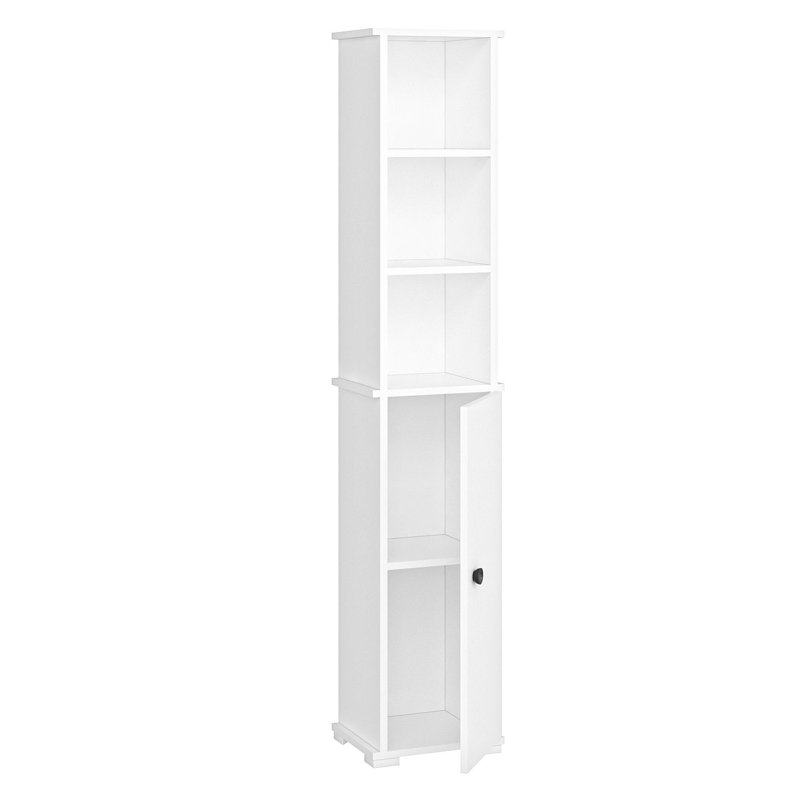 Armoire de salle de bain moderne, panneau de particules 100% mélaminé blanc, épaisseur: 0,7 pouce | Capacité de poids maximale: 88 lb, nombreuses tablettes, fixation murale, conception élégante pour un rangement supplémentaire