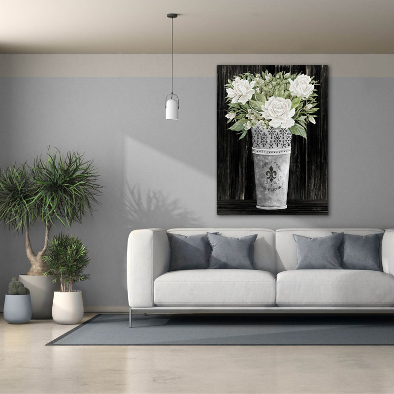 «Punched Tin Floral III» par Cindy Jacobs, art mural sur toile, H 54 po x l 40 po x P 1,5 po