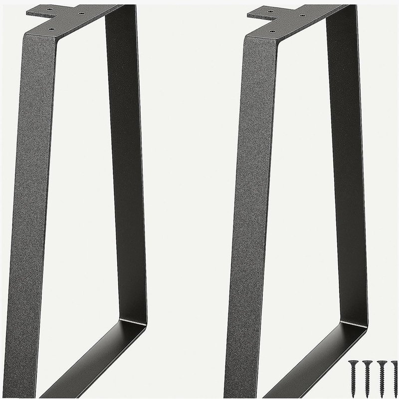 Pieds de table trapézoïdaux en acier de 16 pouces, ensemble de 2 pieds de remplacement pour tables basses, bureaux modernes, banc, tables de chevet, canapé, charge maximale 400 lb, installation rapide, pieds noirs