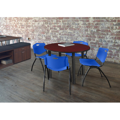 Kee Round Breakroom Table Top, 4 M Stack Chairs