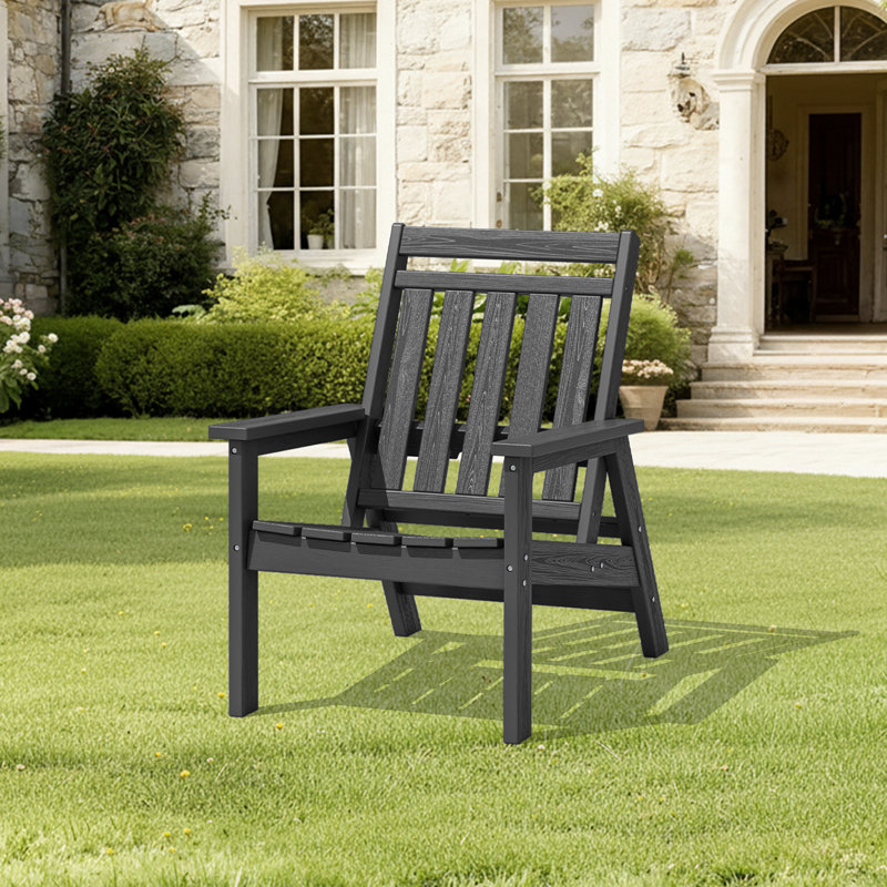 Adjustable HDPE All Weather Outdoor Adirondack Chair, Gray