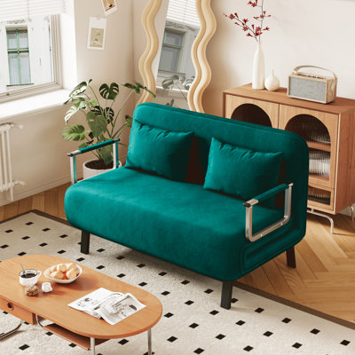 Canapé-lit convertible à trois volets avec dossier et coussin réglables, structure en acier robuste pour se détendre à la maison et au bureau