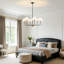Lustre traditionnel 6 lumières avec abat-jour en tissu plissé-21512997