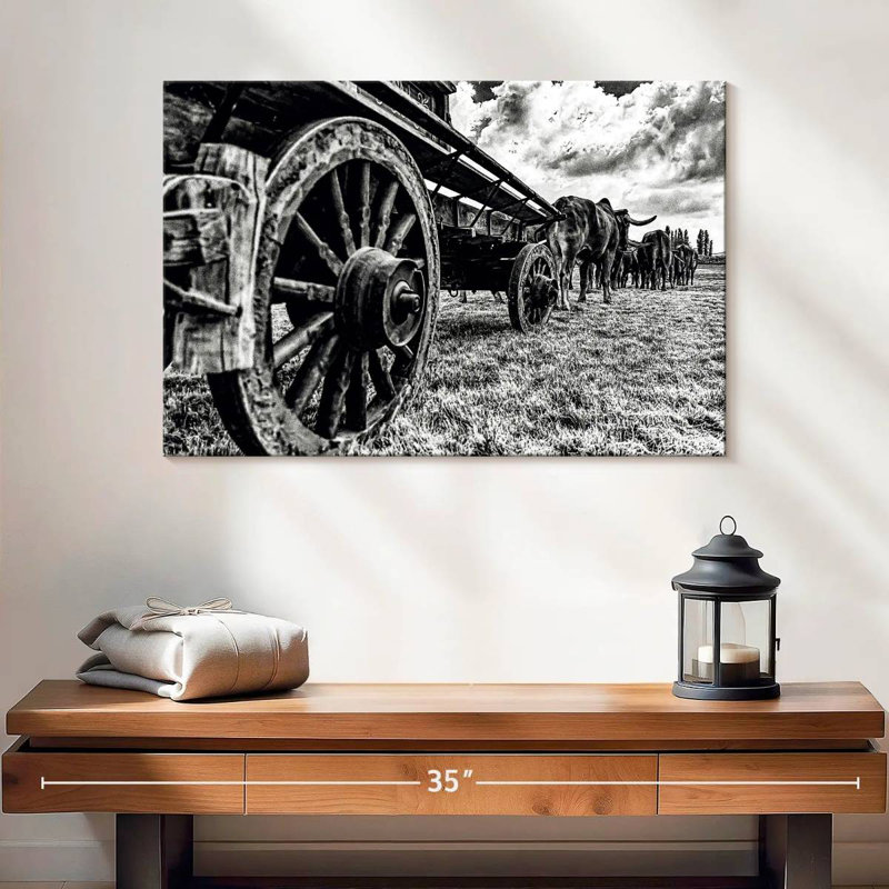 Mehar Bullocks Pulling A Wagon, 16" H x 24" W