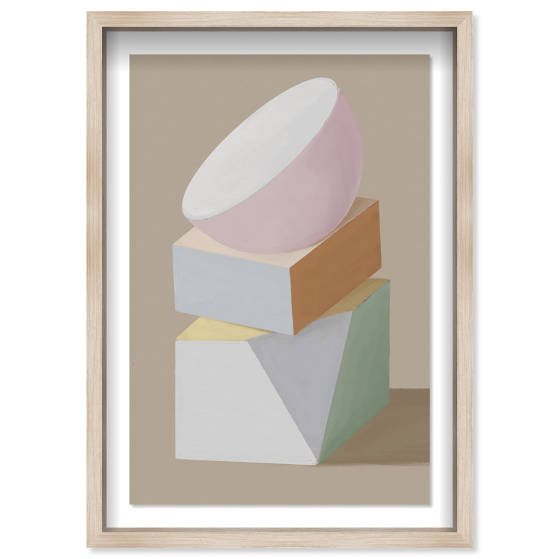 Sculptural Composition II Print by Oliver Gal, 11.5"H x 16.5"W, Natural Oak Shadowbox