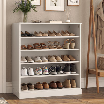 Armoire de rangement à chaussures 100% en bois massif avec tablettes réglables, organisateur de vestibule empilable et peu encombrant, l 32 po x H 35,75 po