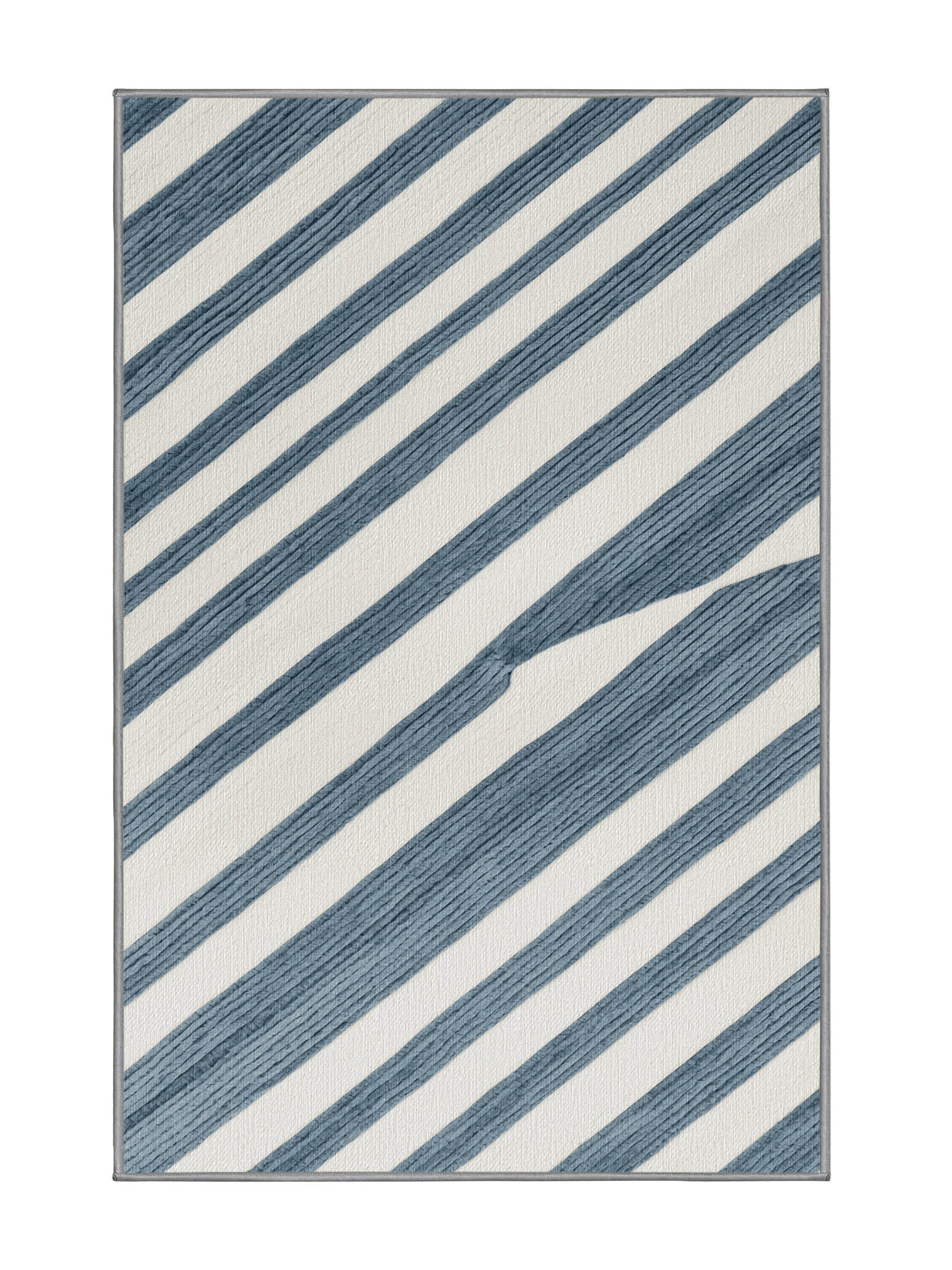 Corrigan Studio® Washable Pale Blue White Striped Area Rug | Wayfair